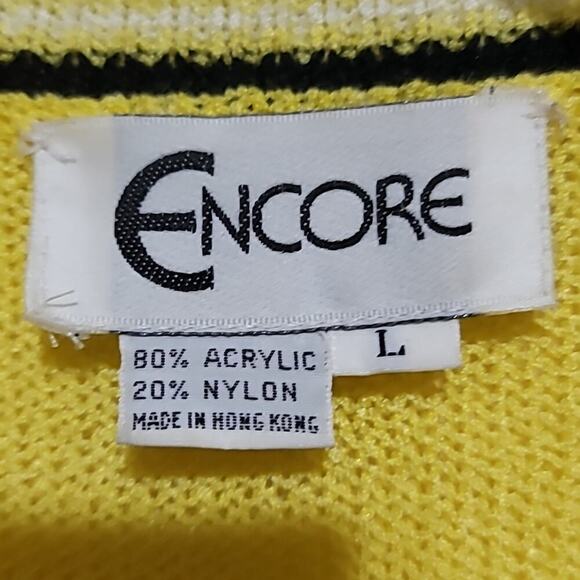 Encore Vintage Women's Yellow Multicolored Sweater Sz Large - Picture 7 of 8